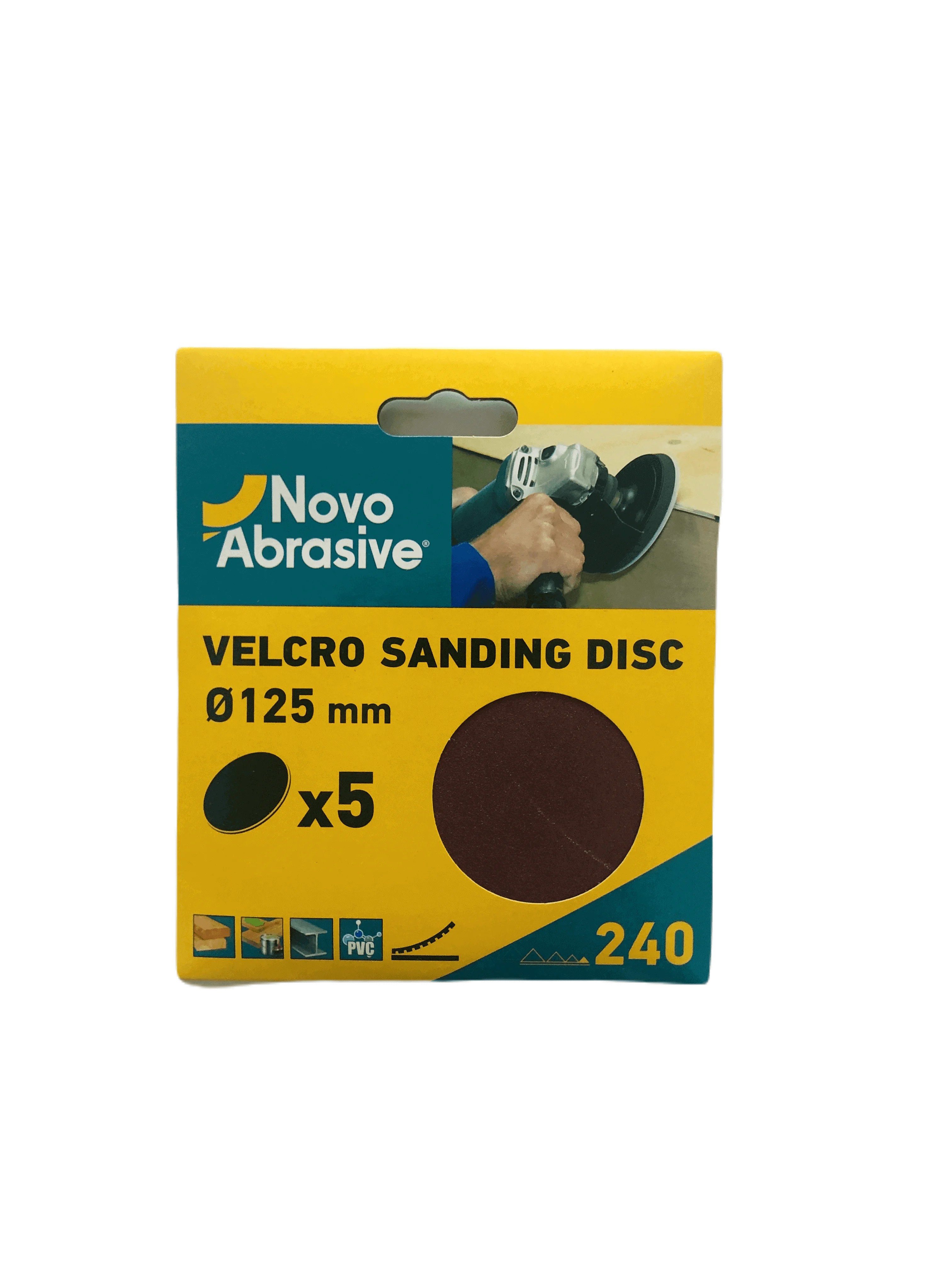 Круг шліфувальний самозачепний NovoAbrasive 125 мм, Р240, 5шт.
